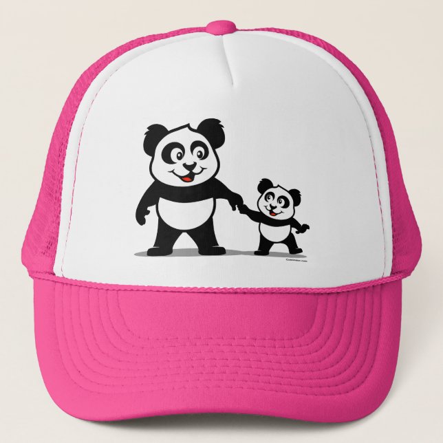 Cute Panda With One Baby Trucker Hat (Front)