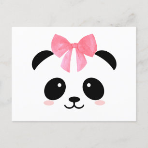 Cute panda with pink ribbon postcard