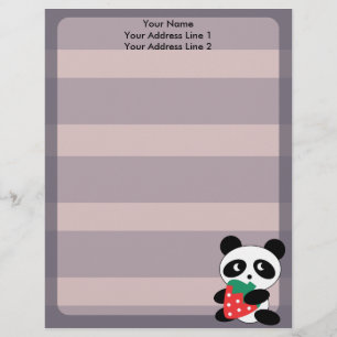 Cute Panda With Purple Stripes Custom Letterhead