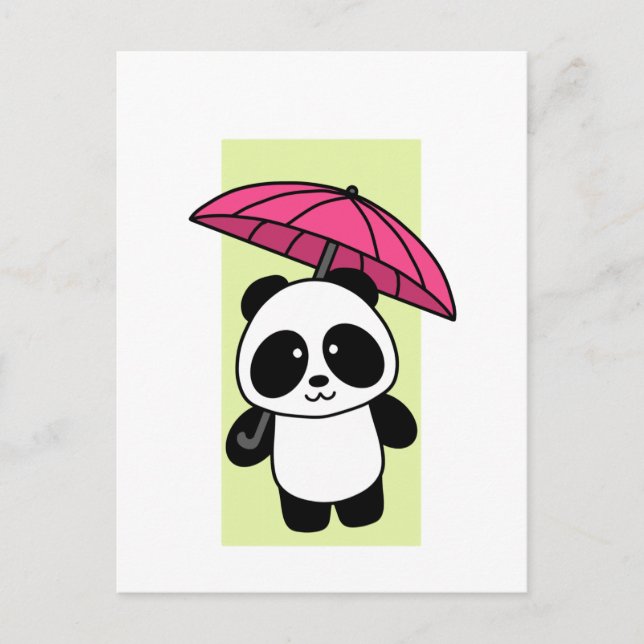 Cute Panda with Umbrella - 1000Pandas Postcard (Front)