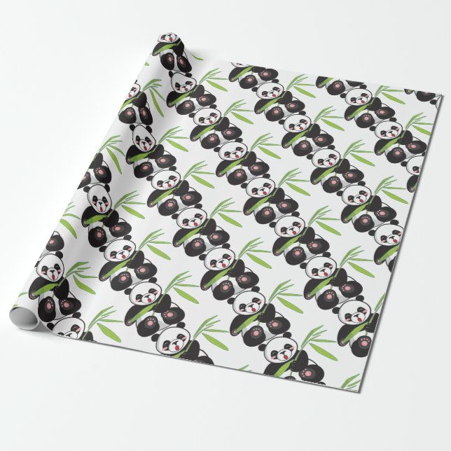 Cute Panda Wrapping Paper (Unrolled)