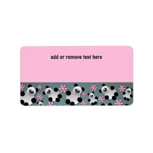 Cute Pandas and Flowers Address Label