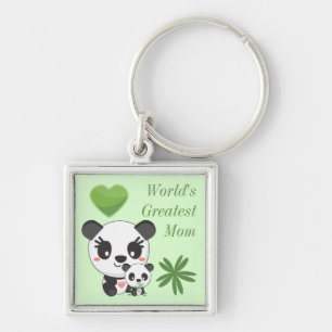 Cute Pandas and Heart World's Greatest Mum Key Ring
