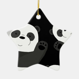 Cute pandas ceramic tree decoration