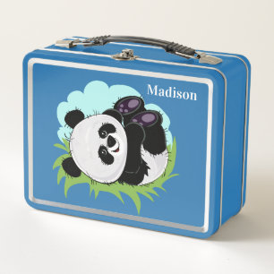 Cute Pandas custom name lunch box