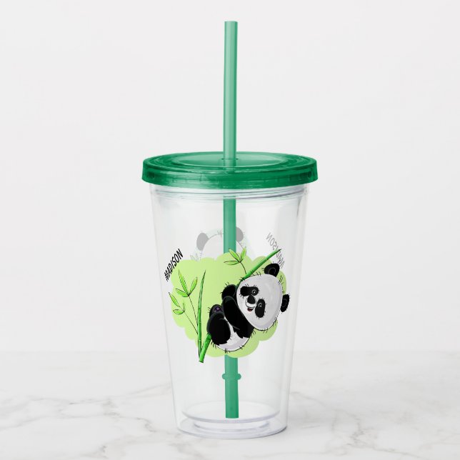 Cute Pandas custom name tumblers 2/2 (Front)