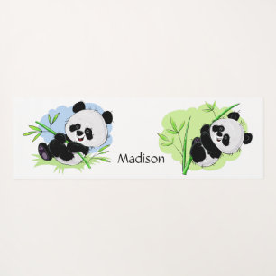 Cute Pandas custom text & colour yoga mat