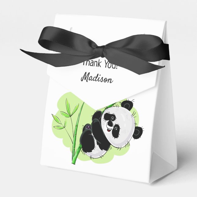 Cute Pandas custom text favour box (Front Side)