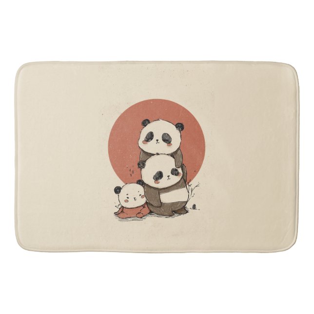 Cute Pandas Design Bath Mat (Front)