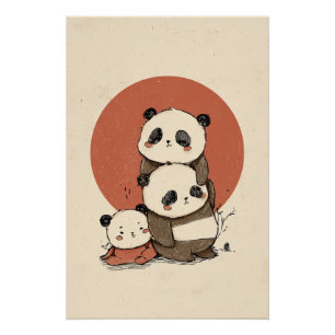 Cute Pandas Design Poster
