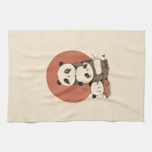 Cute Pandas Design Tea Towel