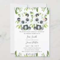 Cute Pandas Green Bamboo Greenery Wedding