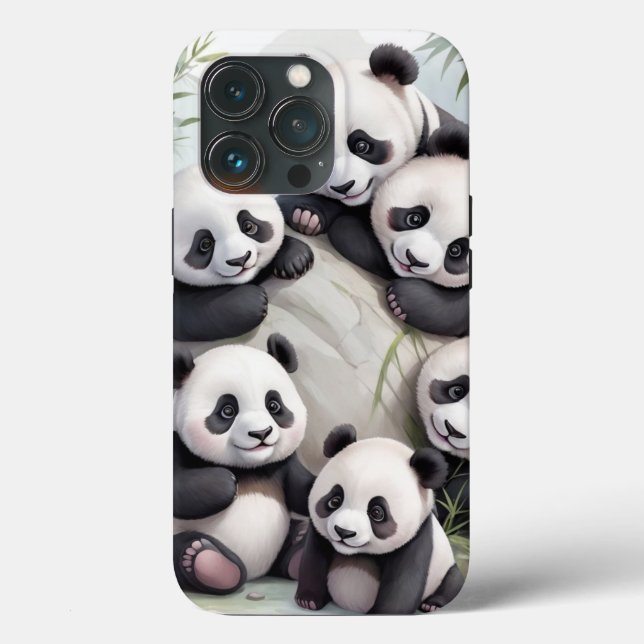 Cute Pandas Group Photo Case-Mate iPhone Case (Back)