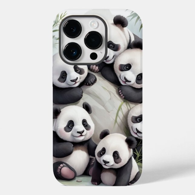 Cute Pandas Group Photo Case-Mate iPhone Case (Back)