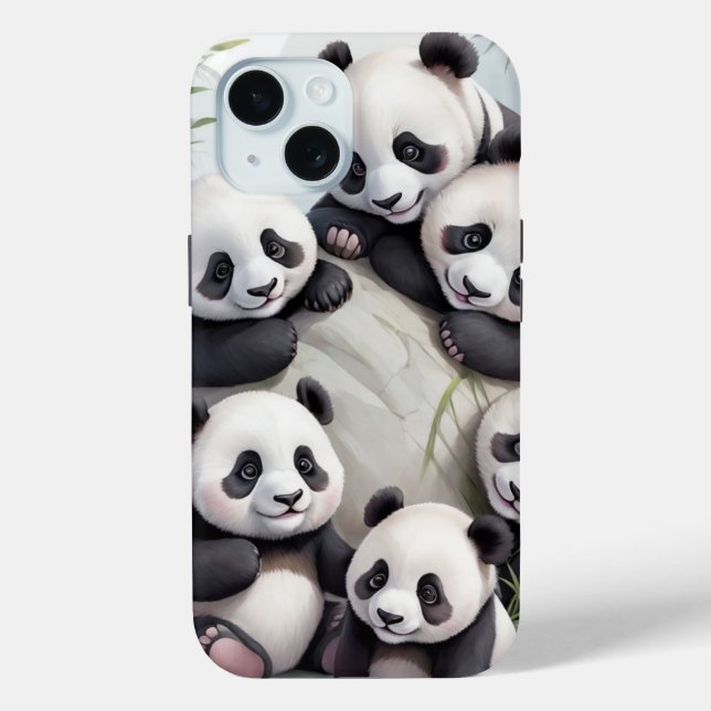 Cute Pandas Group Photo Case-Mate iPhone Case (Back)