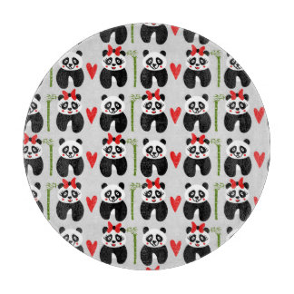 Cute Pandas Hearts: Children's Pattern Cutting Board