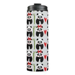 Cute Pandas Hearts: Children's Pattern Thermal Tumbler