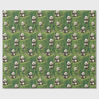 Cute Pandas in Bamboo Forest Pattern Wrapping Paper