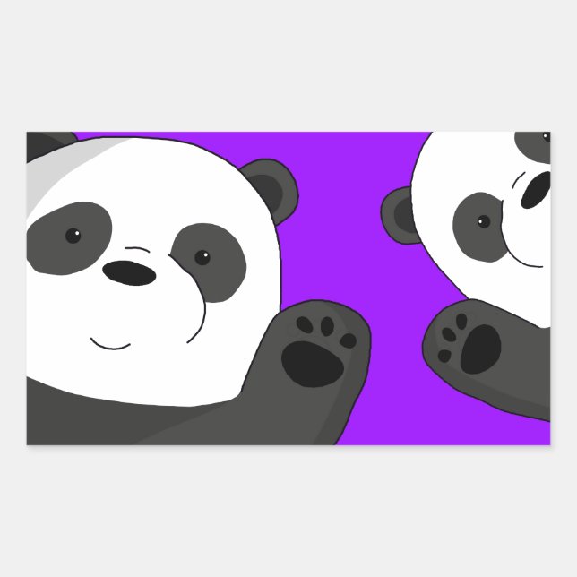 Cute pandas rectangular sticker (Front)