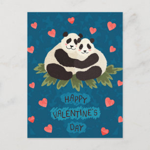 Cute Pandas Valentine's Day Postcard