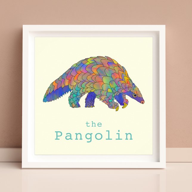 Cute pangolin colorful animal art poster (Pangolin colorful watercolor animal art poster )