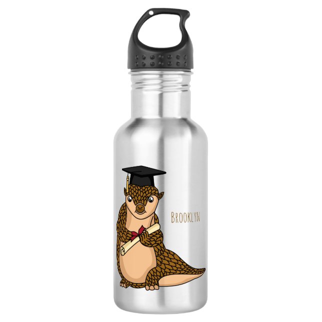 Cute pangolin graduating cartoon  532 ml water bottle (Front)