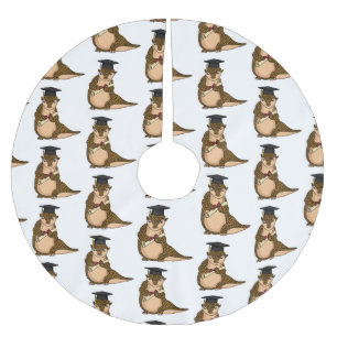 Cute pangolin graduating cartoon brushed polyester tree skirt