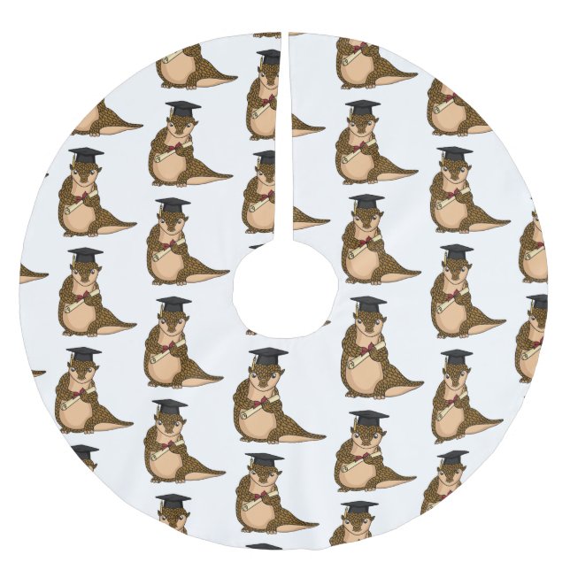 Cute pangolin graduating cartoon  brushed polyester tree skirt (Front)