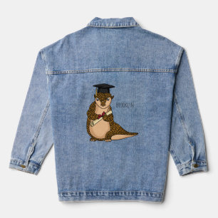 Cute pangolin graduating cartoon denim jacket