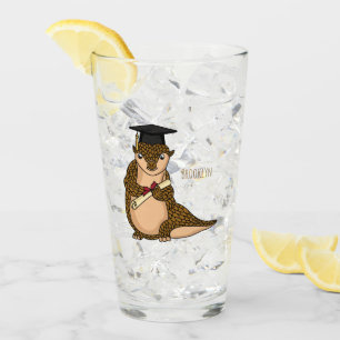 Cute pangolin graduating cartoon glass
