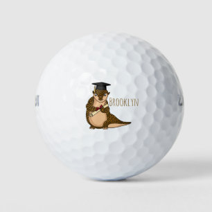 Cute pangolin graduating cartoon golf balls