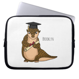 Cute pangolin graduating cartoon laptop sleeve