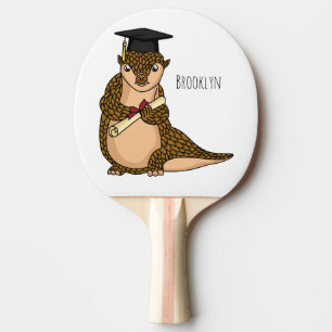 Cute pangolin graduating cartoon ping pong paddle