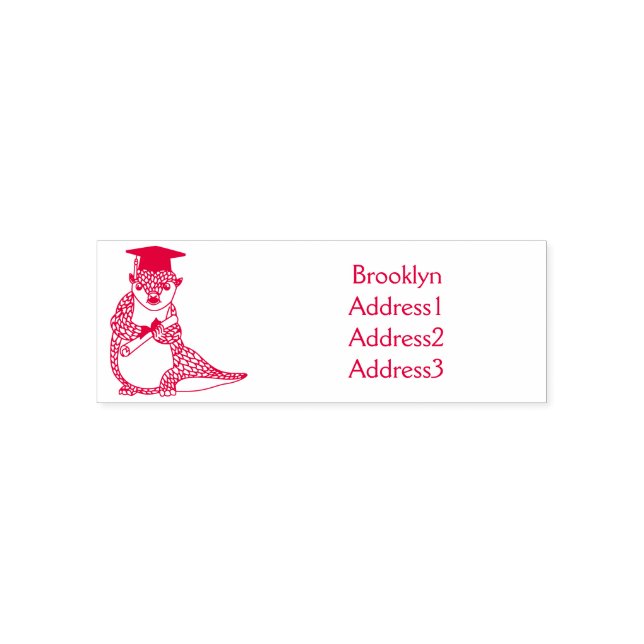 Cute pangolin graduating cartoon self-inking stamp (Design)