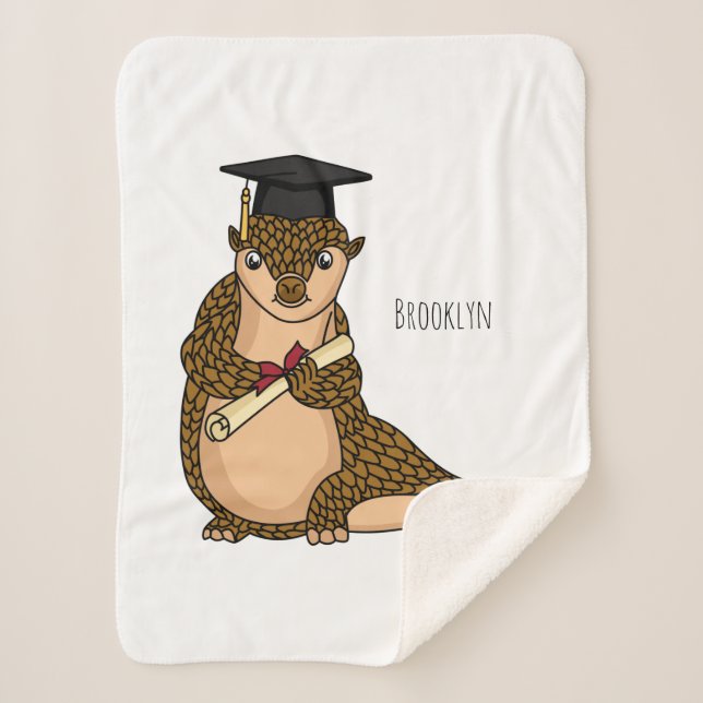 Cute pangolin graduating cartoon sherpa blanket (Front)