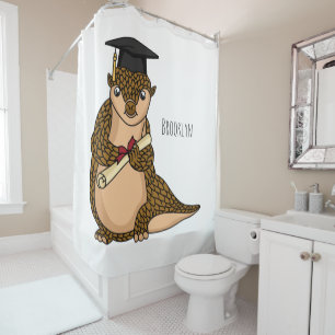 Cute pangolin graduating cartoon shower curtain