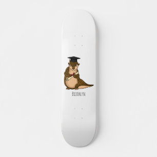 Cute pangolin graduating cartoon skateboard