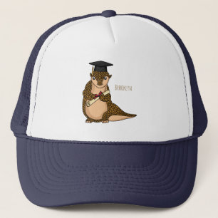 Cute pangolin graduating cartoon trucker hat