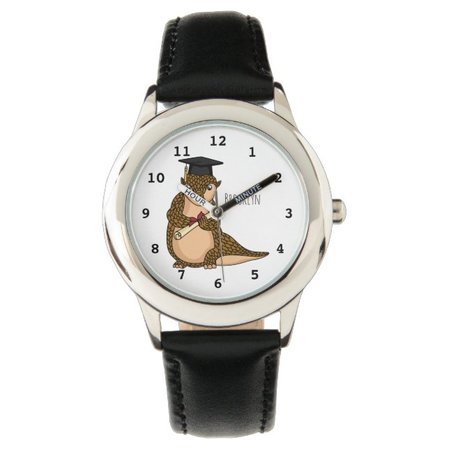 Cute pangolin graduating cartoon watch (Front)