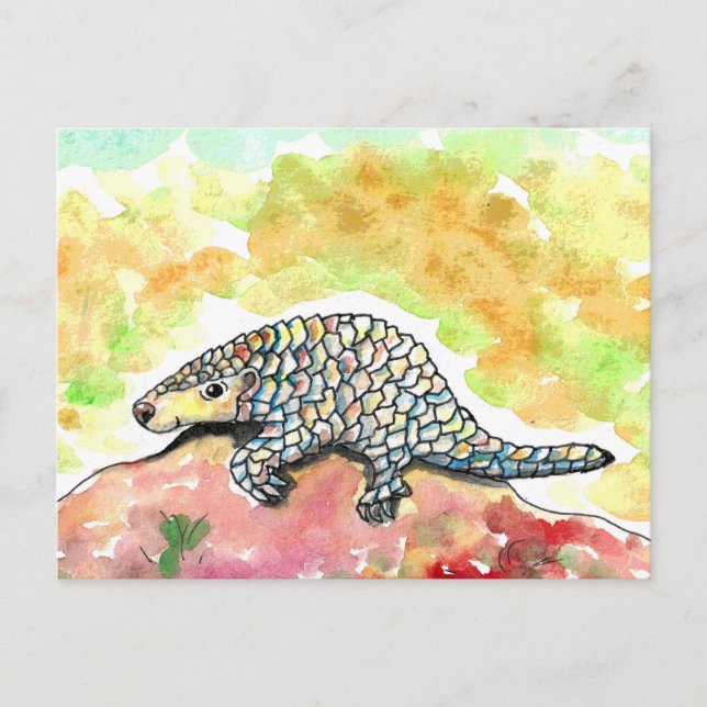 Cute Pangolin Painting Postcard (Front)