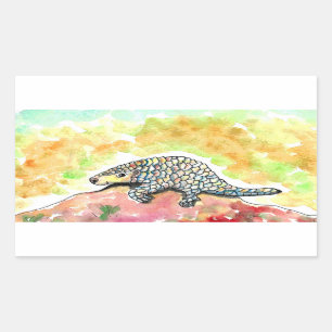 Cute Pangolin Painting Rectangular Sticker