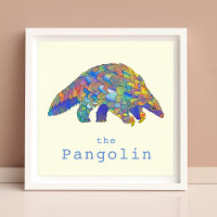 Cute Pangolin Watercolor Colorful Animal Art