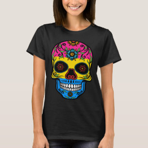 Cute Pansexual Pride Flag Sugar Skull T-Shirt