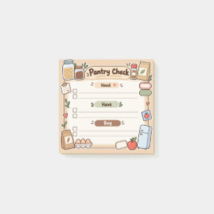 Cute Pantry Check Grocery Inventory List Post-it Notes