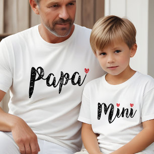 Cute Papa And Mini Fun Script And Heart Tri-Blend Shirt