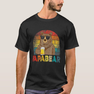 Cute Papa Beer  Beer Vintage Papa Bear Dad Father  T-Shirt