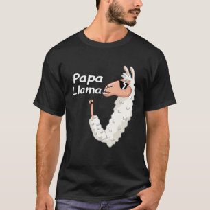 Cute Papa Llama Dad Birthday Alpaca with glasses T-Shirt