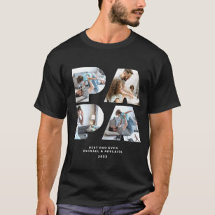 Cute Papa Photo Collage Best Dad Ever Fathers Day T-Shirt