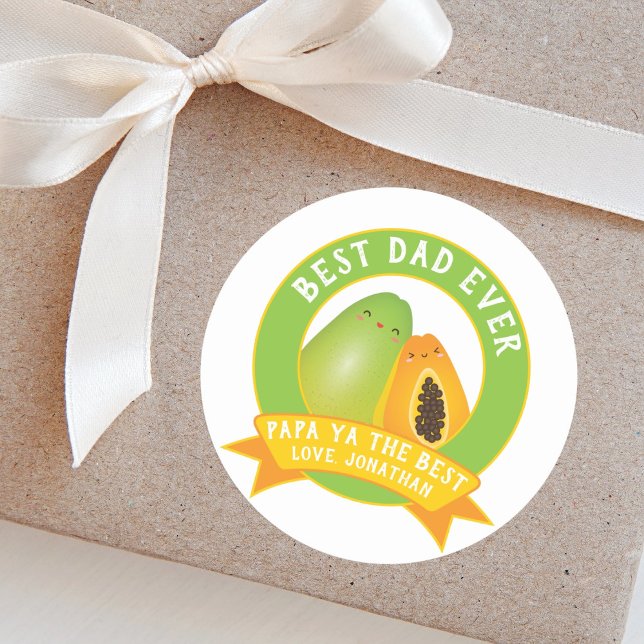 Cute Papa Ya The Best Funny Fruit Pun For Dad Classic Round Sticker (Creator Uploaded)