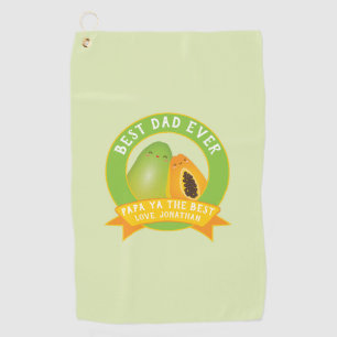 Cute Papa Ya The Best Funny Fruit Pun For Dad Golf Towel